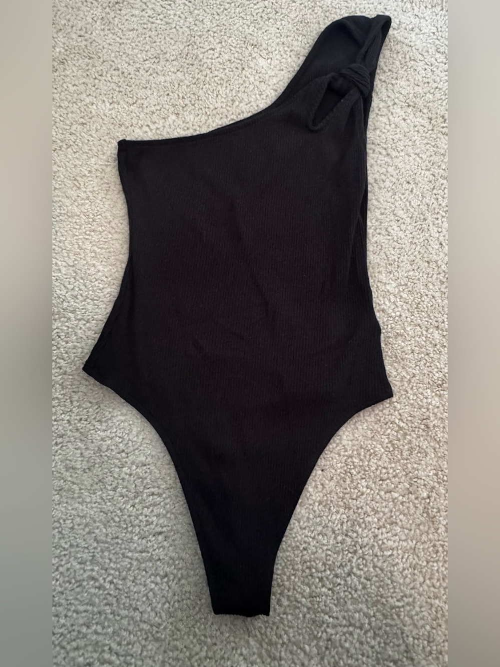 American Eagle Black One-Shoulder ladies Bodysuit with Knot Strap sz L